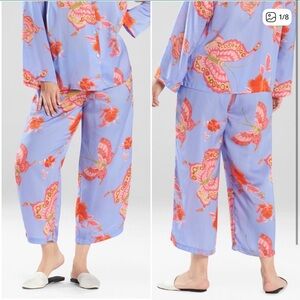 Natori Butterfly Garden Pajama Pants Periwinkle Size M NWT